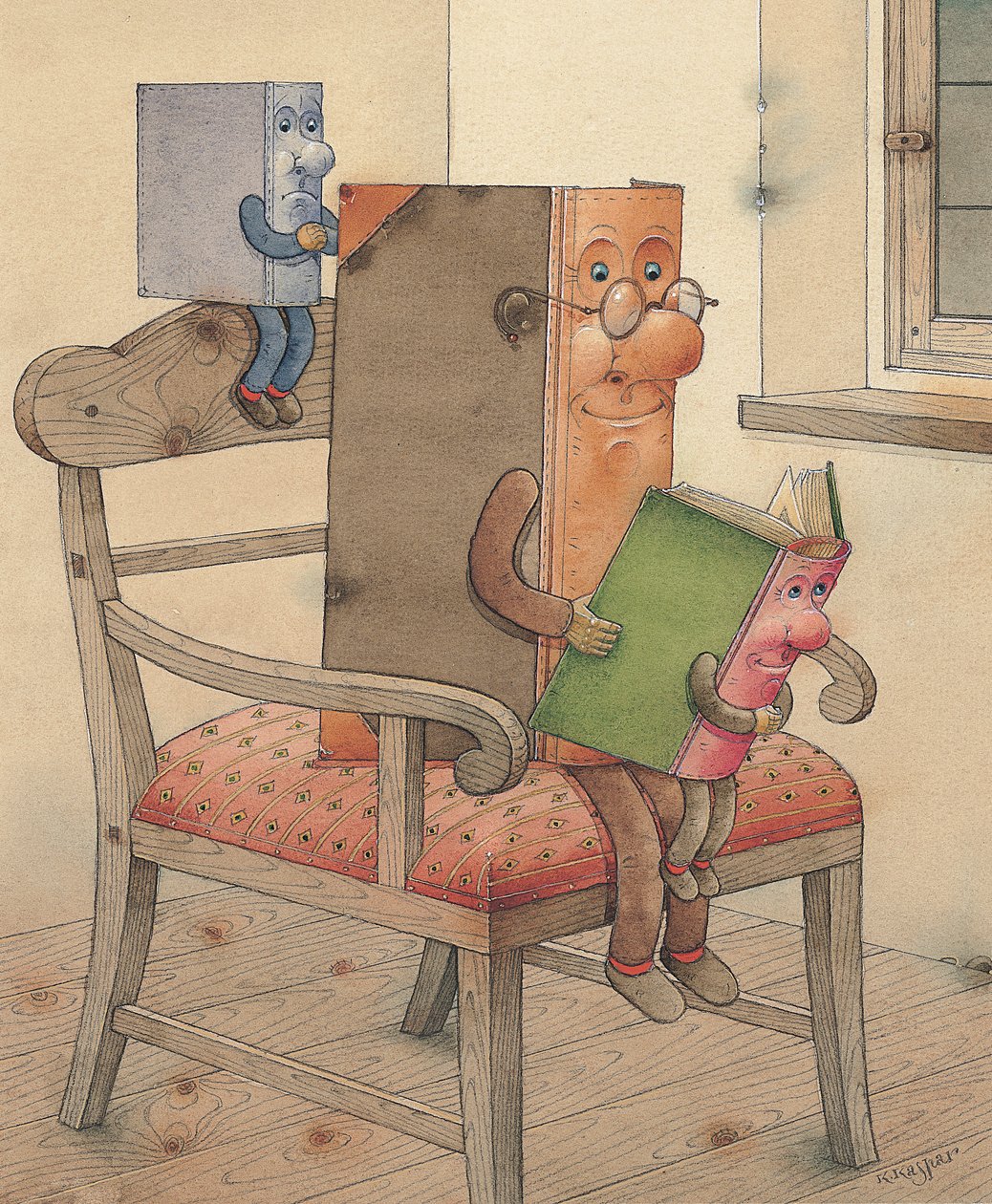 Três Livros, 2003 (wc on paper) de Kestutis Kasparavicius