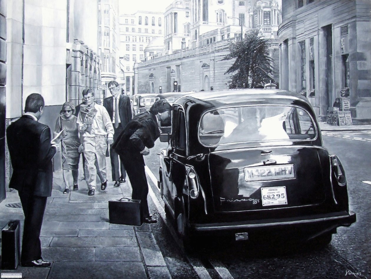 Aluguel de táxi, 2008 (óleos) de Kevin Guild of Railway Artist Parrish