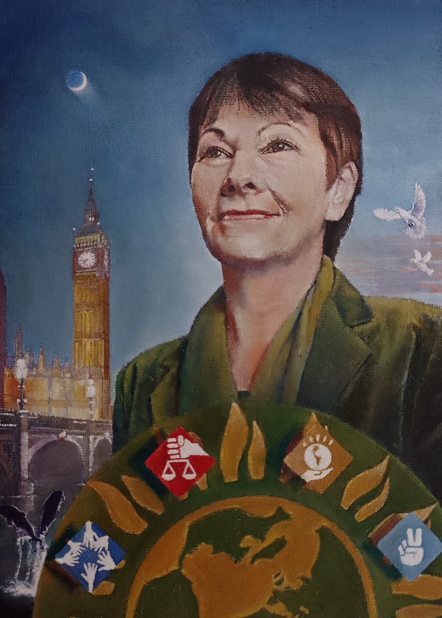 Caroline At Westminster (Partido dos Verdes), 2022 (pintura) de Kevin Parrish