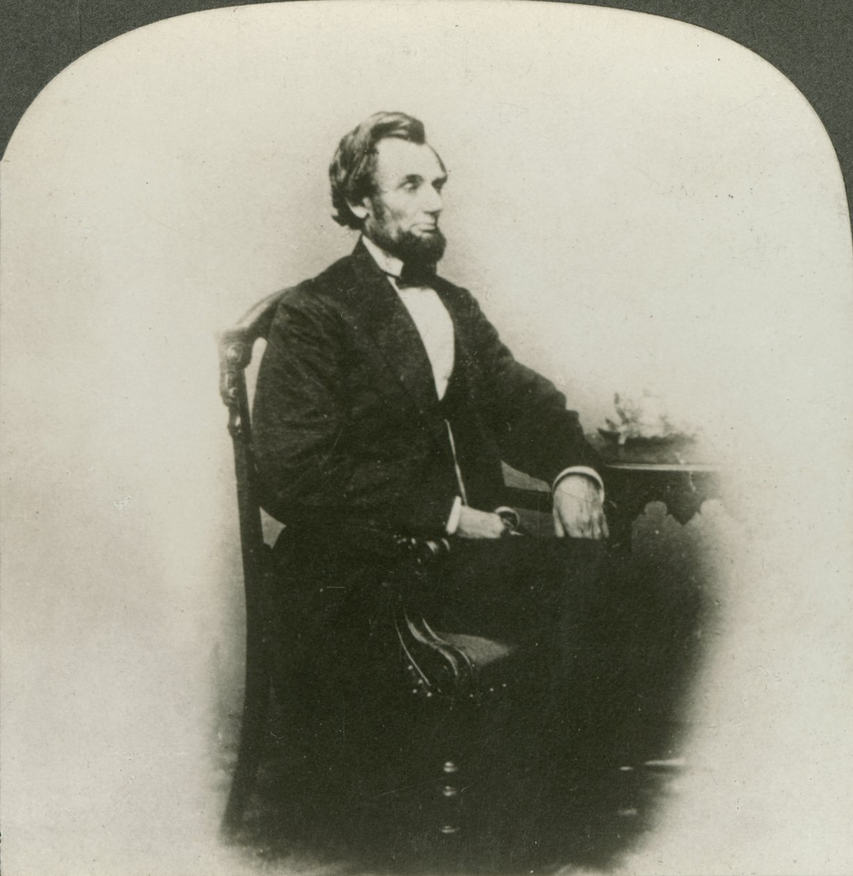 Um raro retrato tridimensional de Abraham Lincoln (1809-65) de Keystone View Company