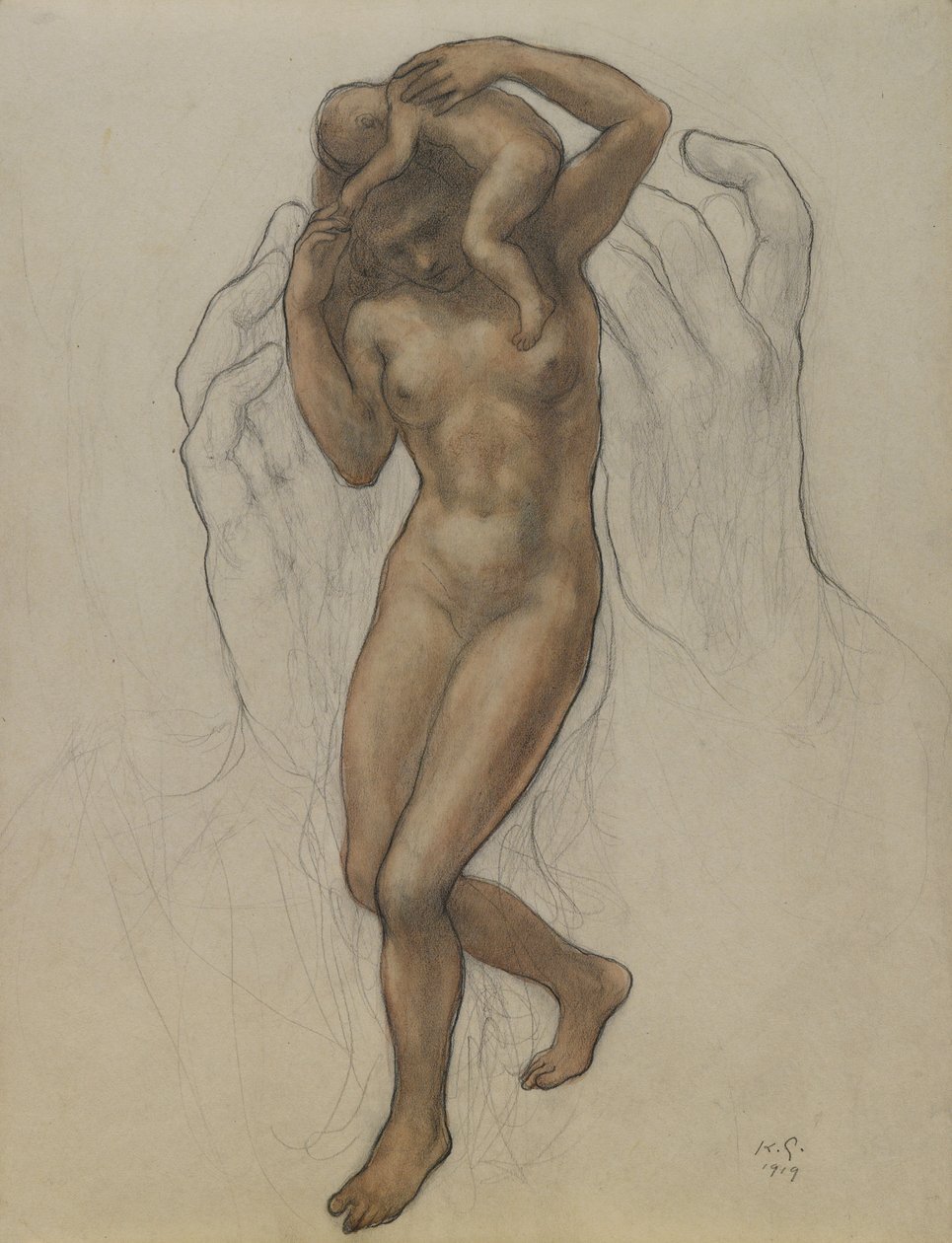 O Burden, 1919 (wc e grafite no papel) de Khalil Gibran