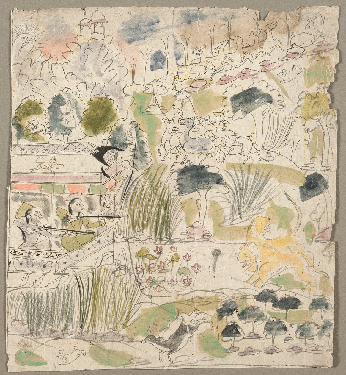 Senhoras atirando de um pavilhão de Kichizan Mincho