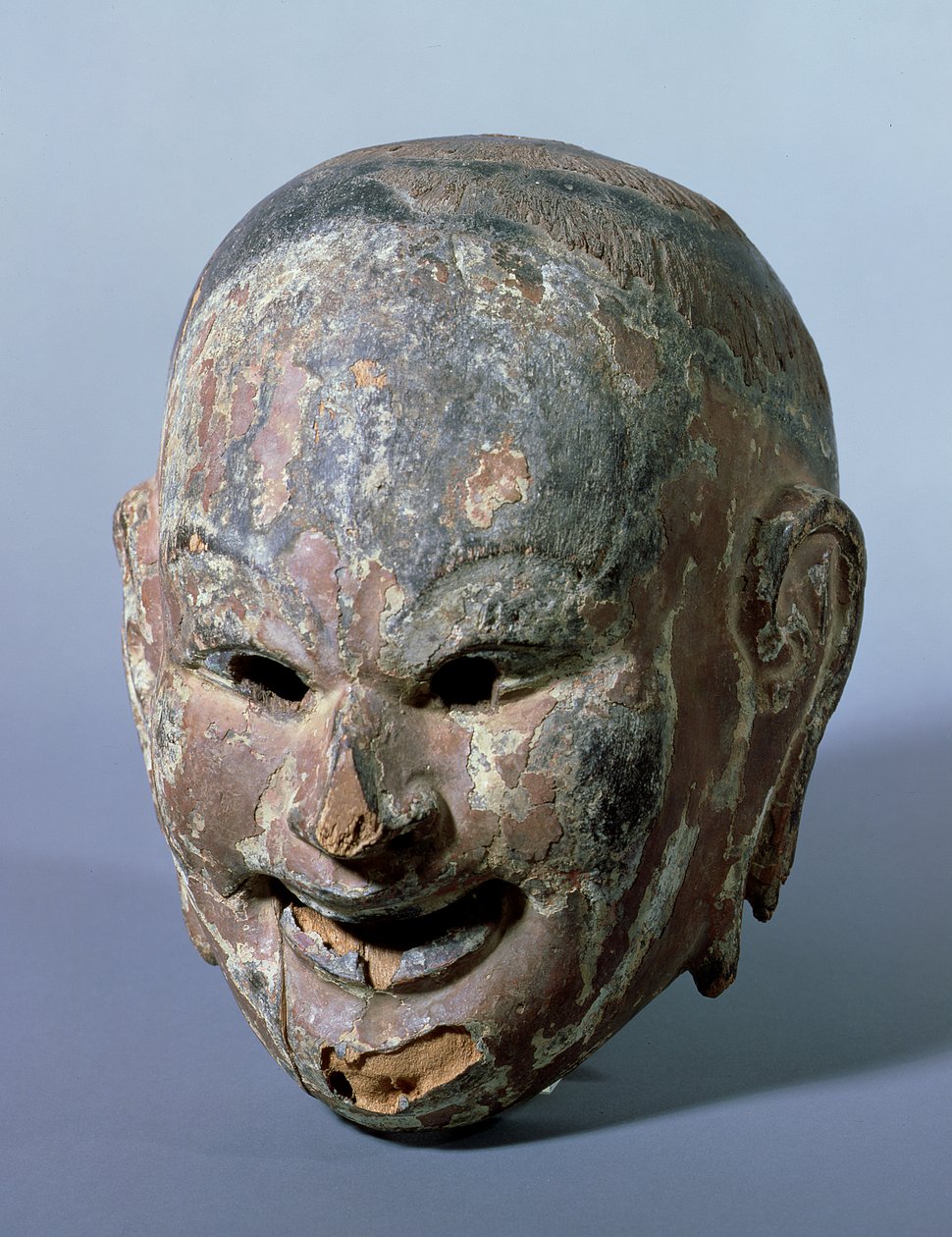 Máscara Gigaku (Gigakumen) talvez representando Shishiko, Suikoju ou Taikoji, período Nara, c.754 (madeira policromada) de Kiei Shi attr. to Kiei Shi attr. to