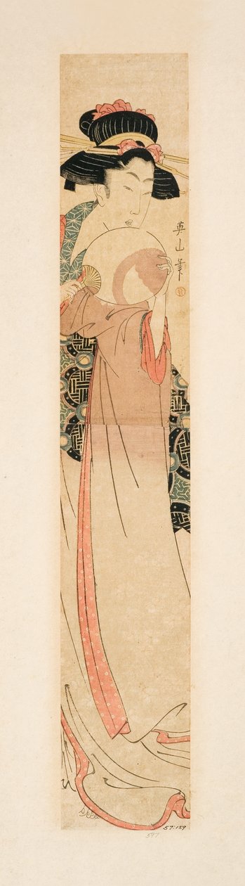 Beleza, segurando, um, ventilador, c.1805-10, (woodblock) de Kikukawa Eizan