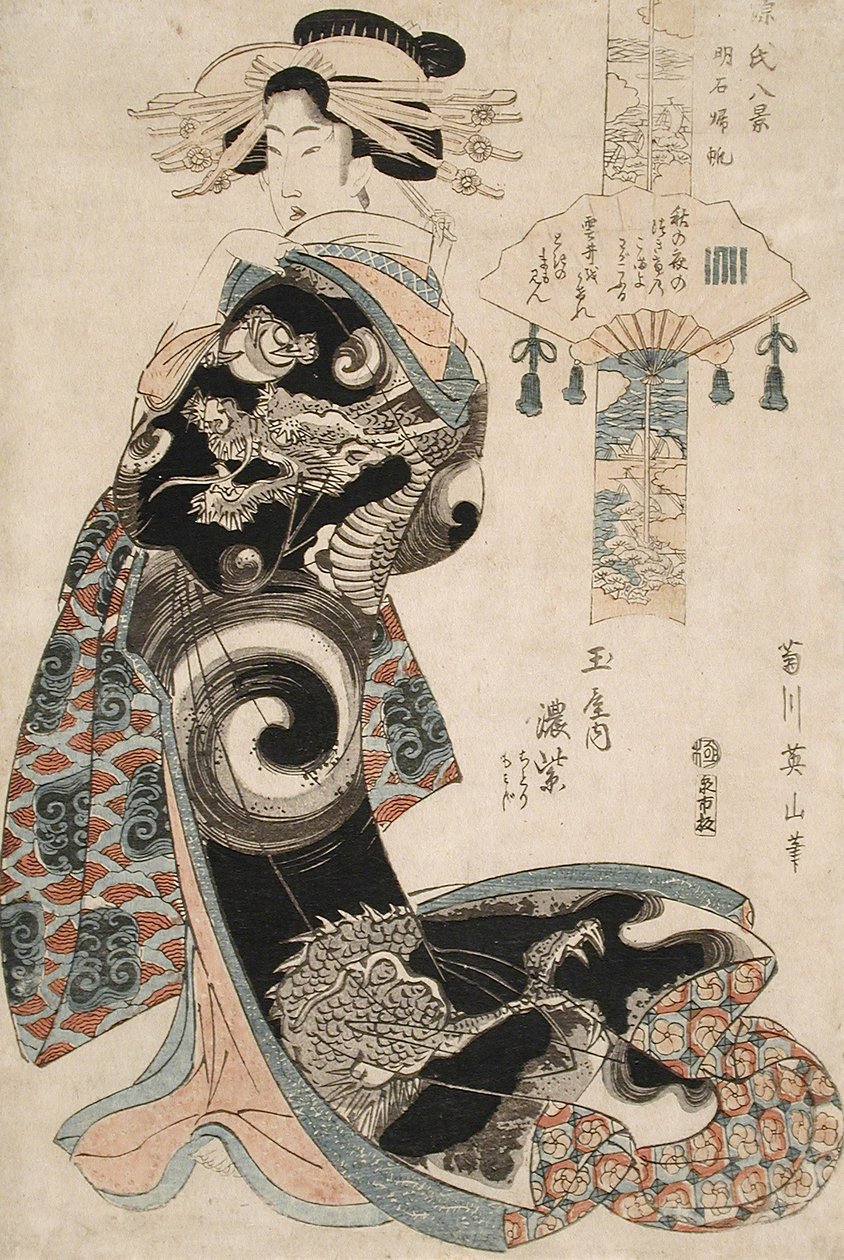 O Regresso das Velas de Akashi: Koimurasaki da Tamaya, a kamuro Chidori e Momiji de Kikukawa Eizan
