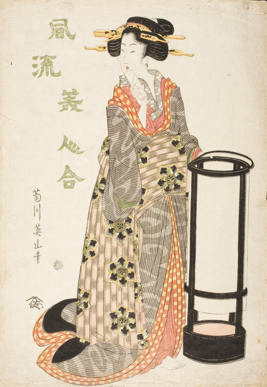 Mulher junto a uma lanterna de Kikukawa Eizan