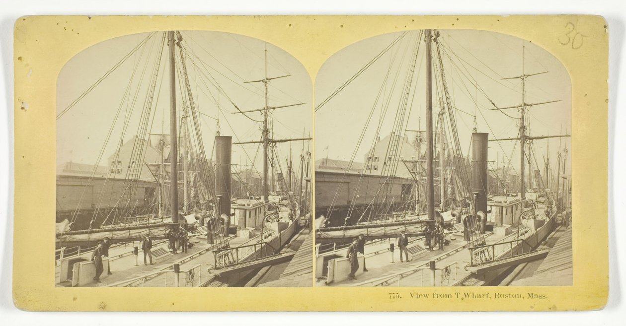 Vista de T Wharf, Boston, Massachusetts, 185575. Criadores: Irmãos Kilburn, BW Kilburn. de Kilburn Brothers, BW Kilburn