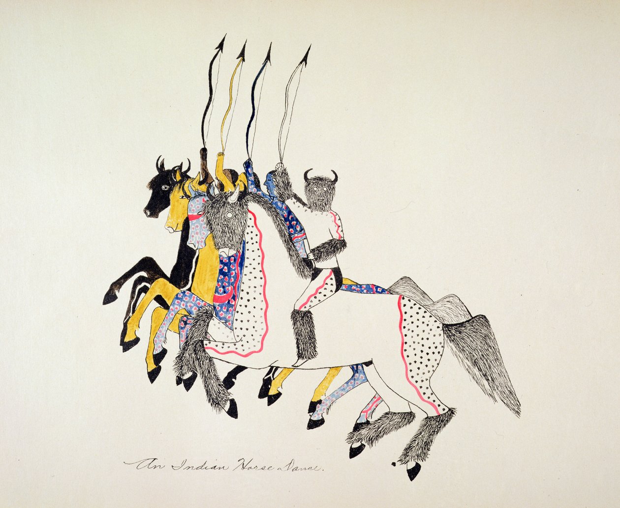 Uma dança de cavalo indiano (pigmento sobre tela) de Kills Two