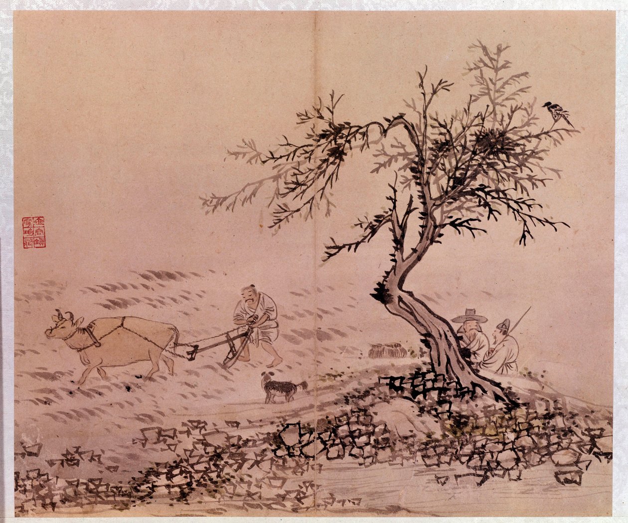 Art coreen: cena de lavoura. Gravuras de Kim Hong-do (Kim Hong Do) ou Danwon (1745-ca. 1806) de Kim Hong-Do