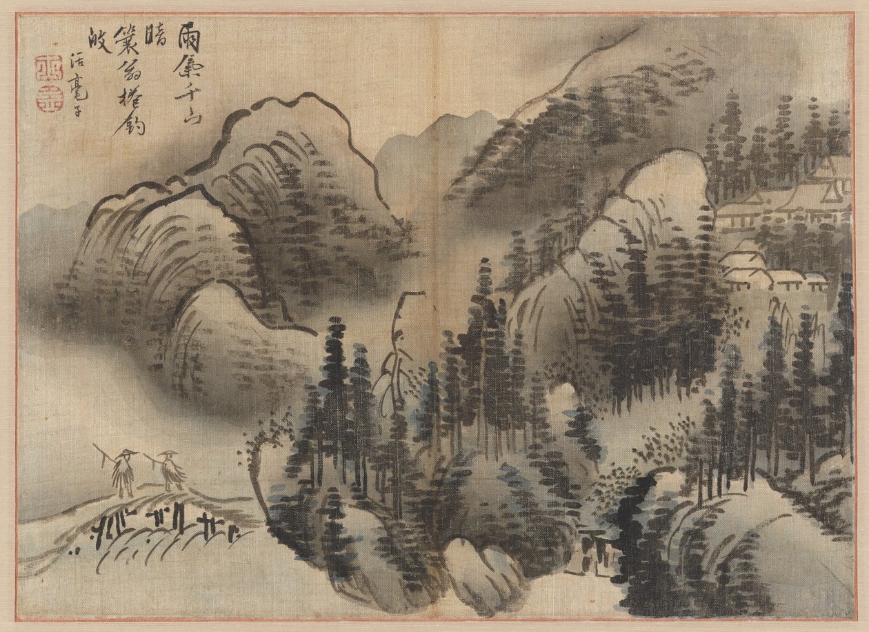 Rainy Landscape, final do século XVIII. de Kim Sugyu