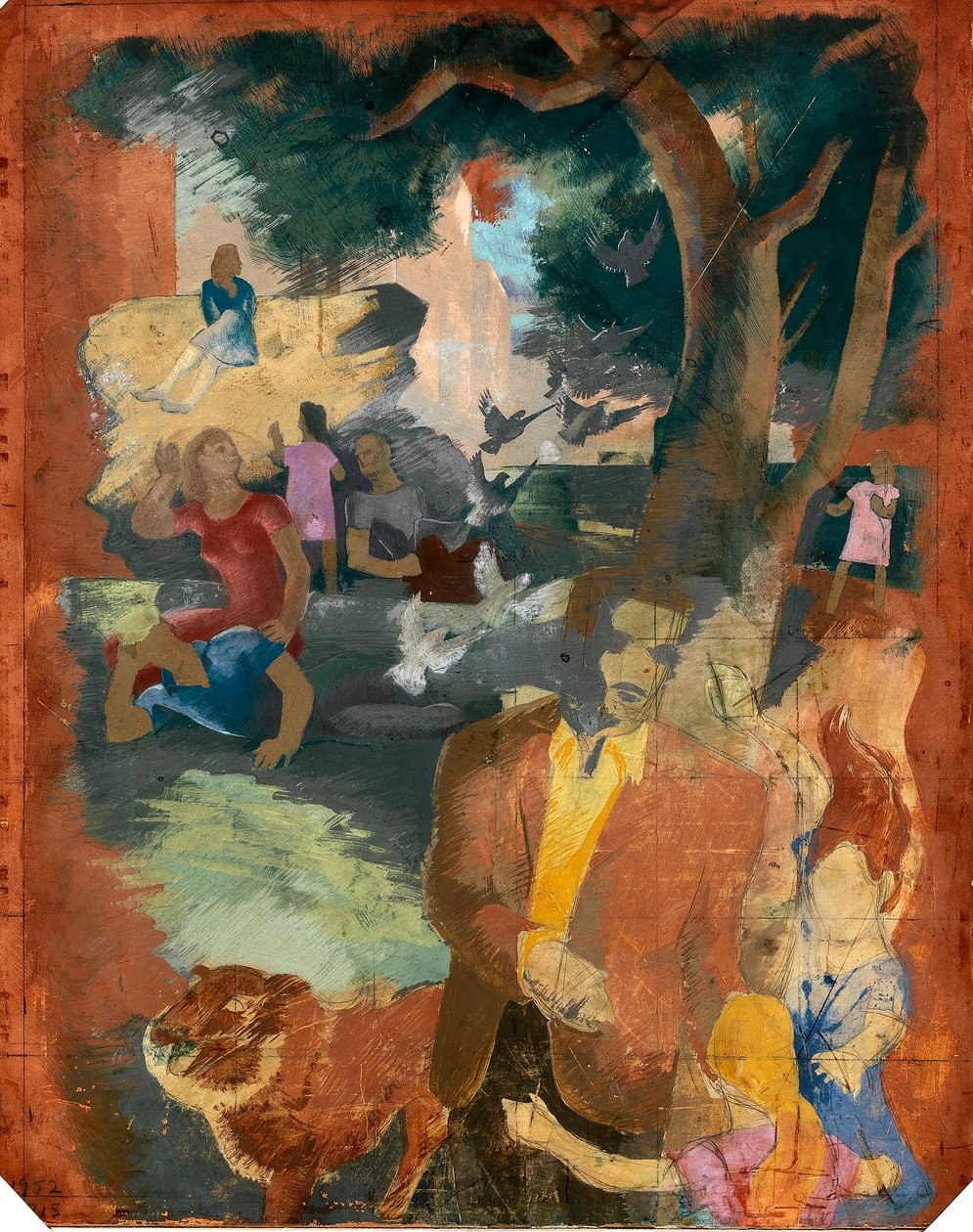 Scenes of New York--Central Park (estudo mural, Estação Postal de Madison Square, Nova Iorque) de Kindred McLeary