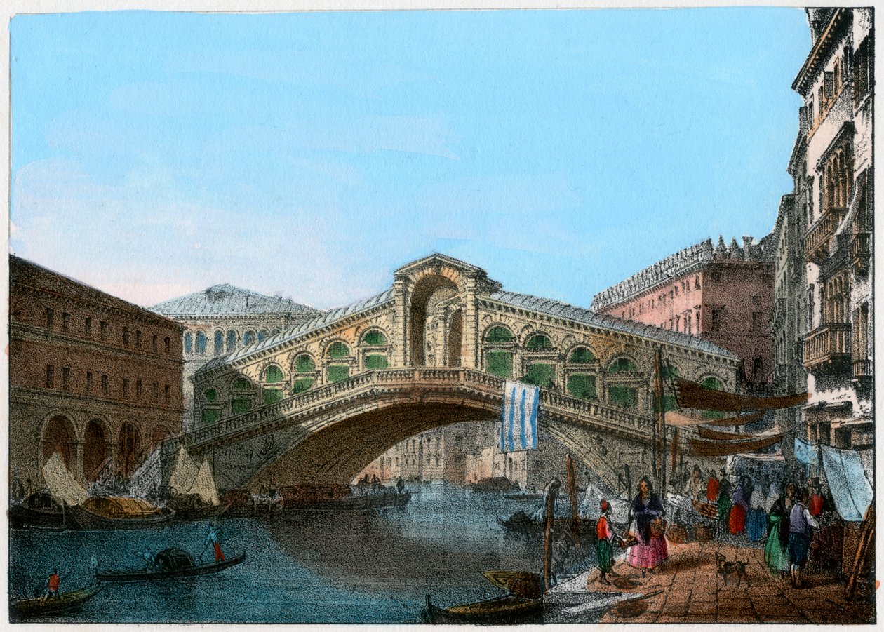 Ponte de Rialto, Veneza, Itália, século XIX. de Kirchmayn