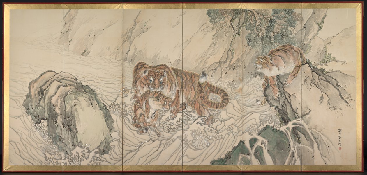 Família Tiger, início do século XIX. de Kishi Ganku