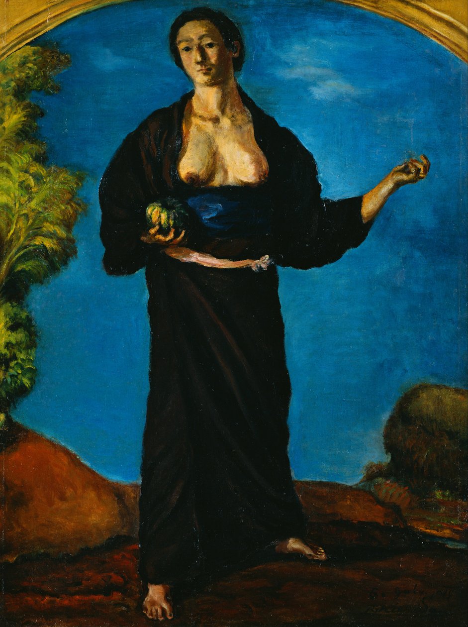 Mulher, com, um, abóbora de Kishida Ryusei