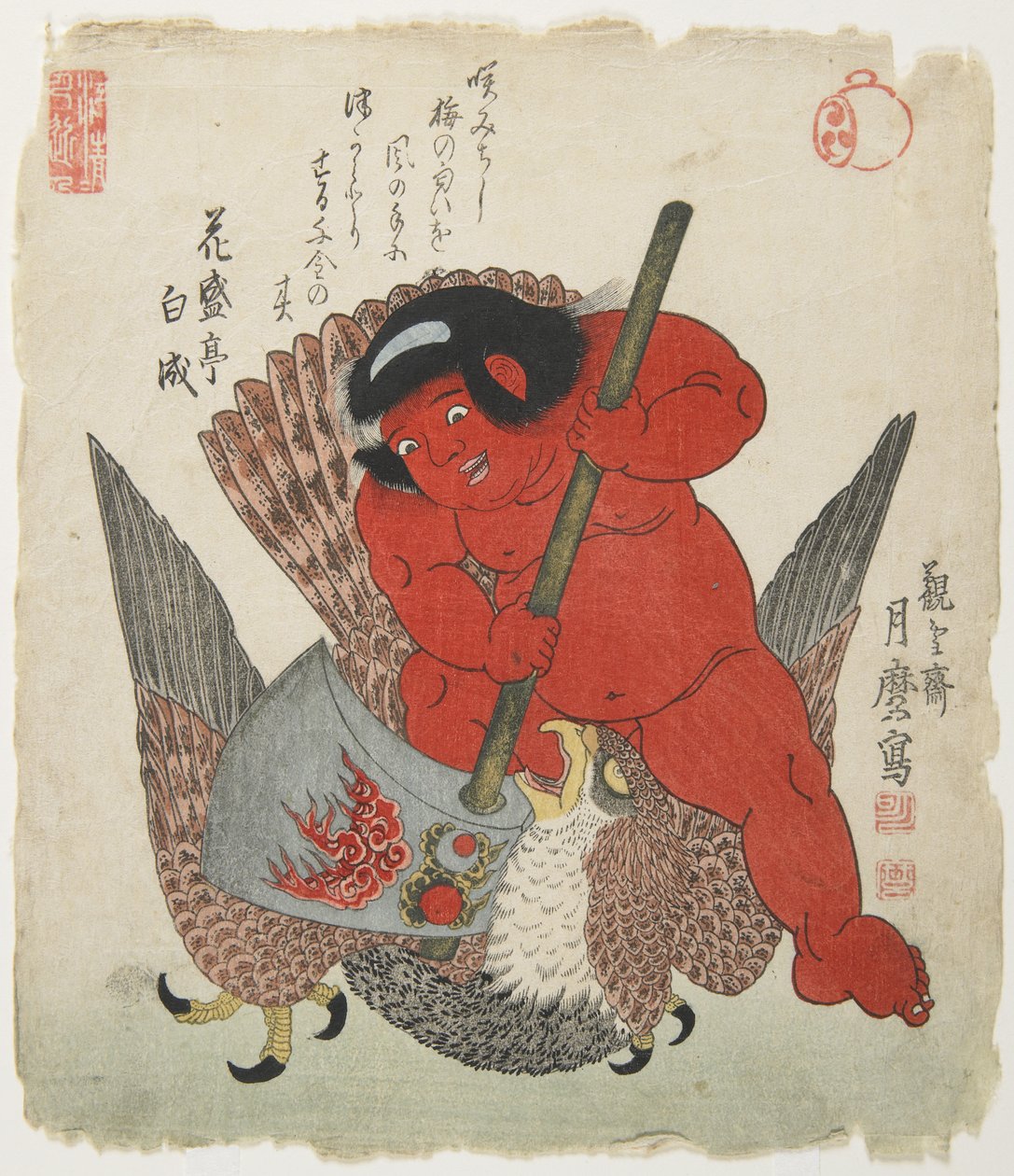 (Kintaro_ lutando com uma águia) de Kitagawa Tsukimaro