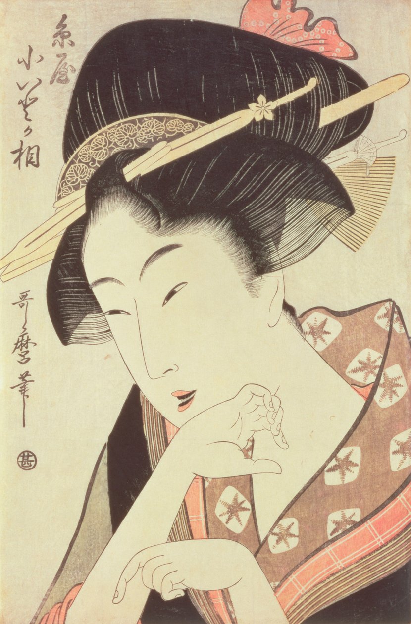 Busto retrato da heroína Kioto do Itoya de Kitagawa Utamaro