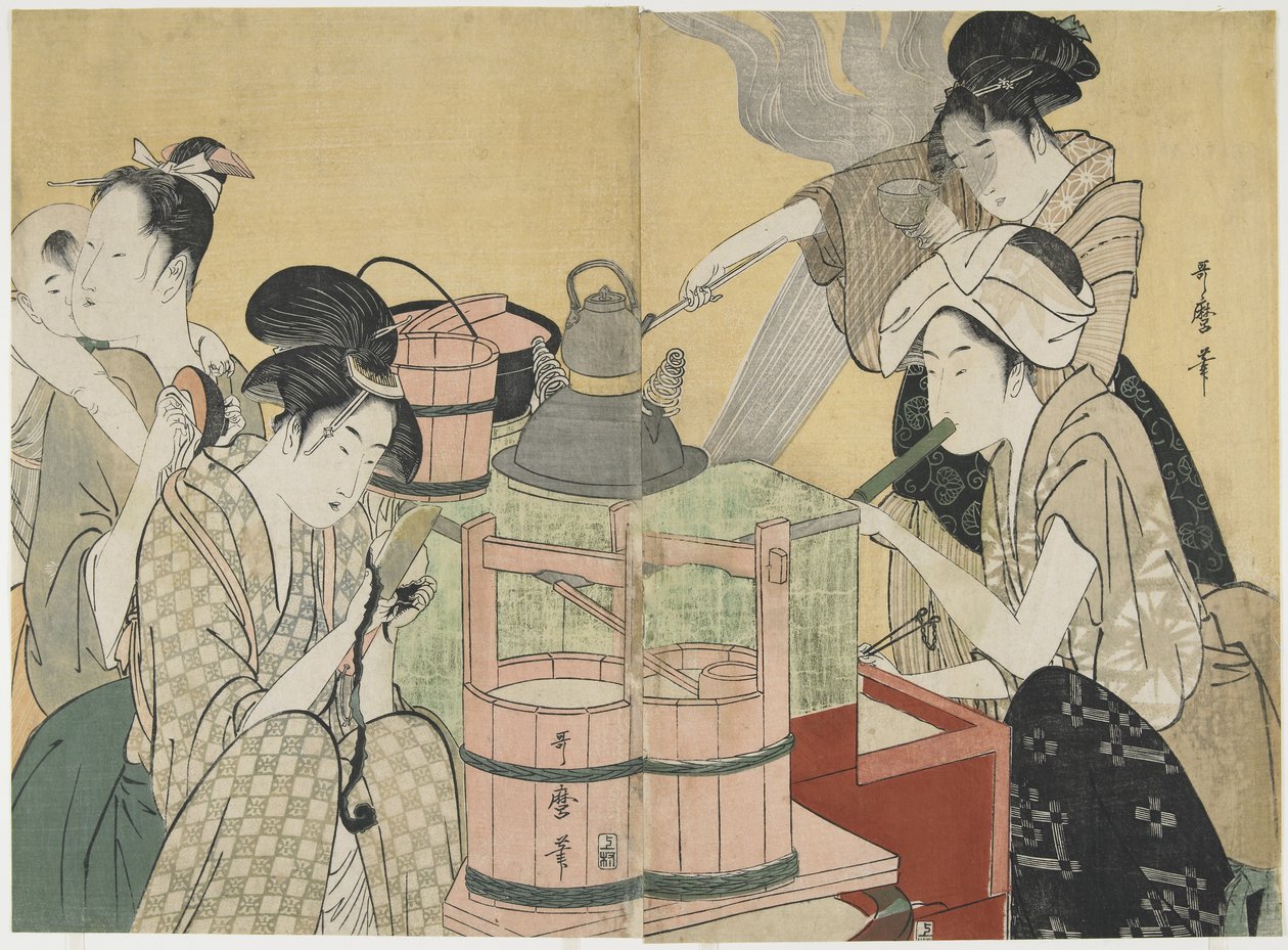 Cena da cozinha, 1794-1795 de Kitagawa Utamaro
