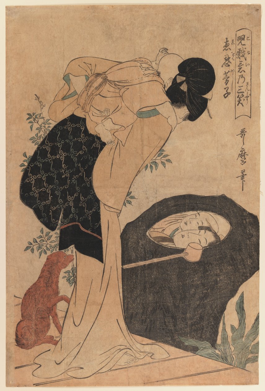 Mulher e criança, 1800 (impressão em xilogravura) de Kitagawa Utamaro