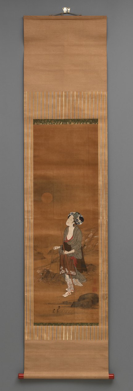 Figura em pé, c.1790-1850 (aguarela sobre seda) de Kitagawa Fujimaro