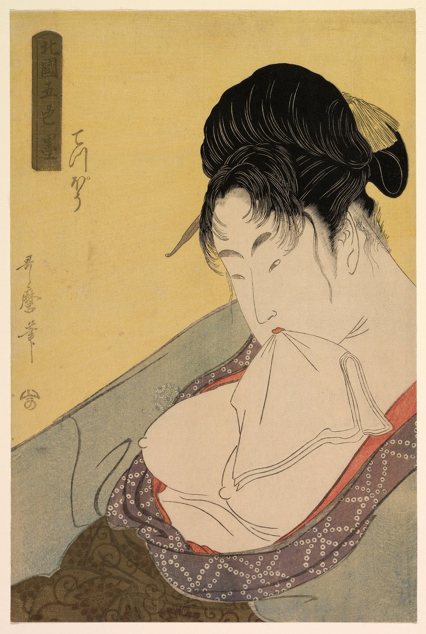 Uma prostituta de classe baixa (Gun [teppo]), da série "Cinco Tons de Tinta no Bairro Norte" ("Hokkoku goshiki-zumi") de Kitagawa Utamaro