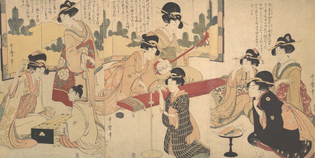 Uma festa de noite feliz, ca. 1805. de Kitagawa Utamaro