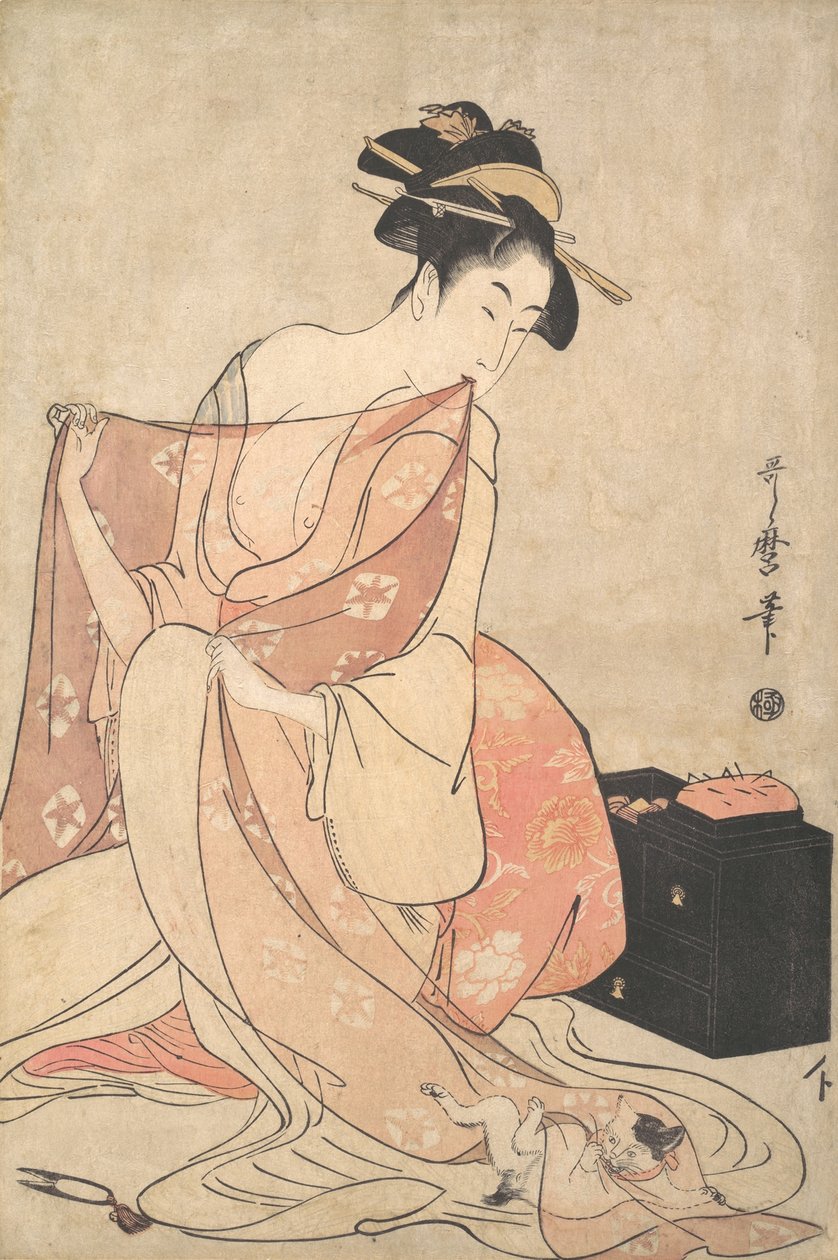 A Woman and a Cat, ca. 1793-94. de Kitagawa Utamaro