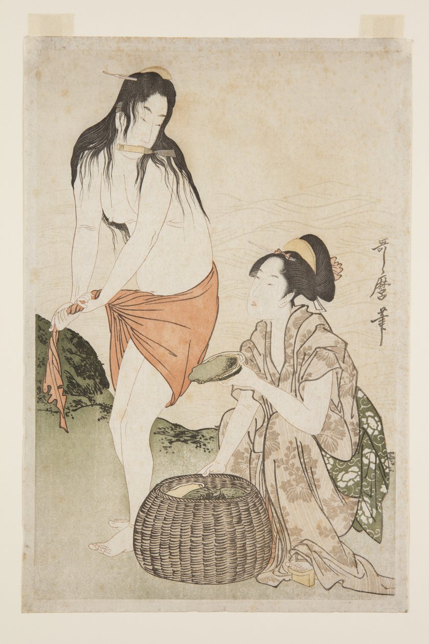 Abalone Divers (impressão em bloco de madeira a cores) de Kitagawa Utamaro