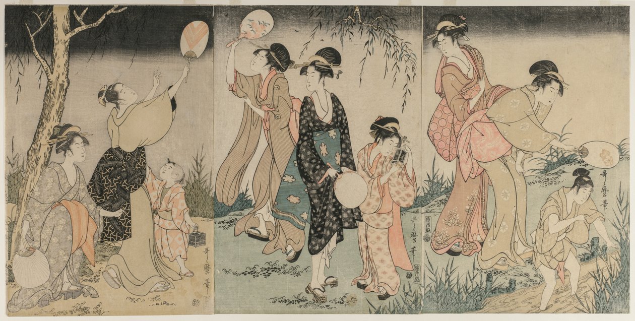Apanhar vaga-lumes, c. 1796-1797. de Kitagawa Utamaro
