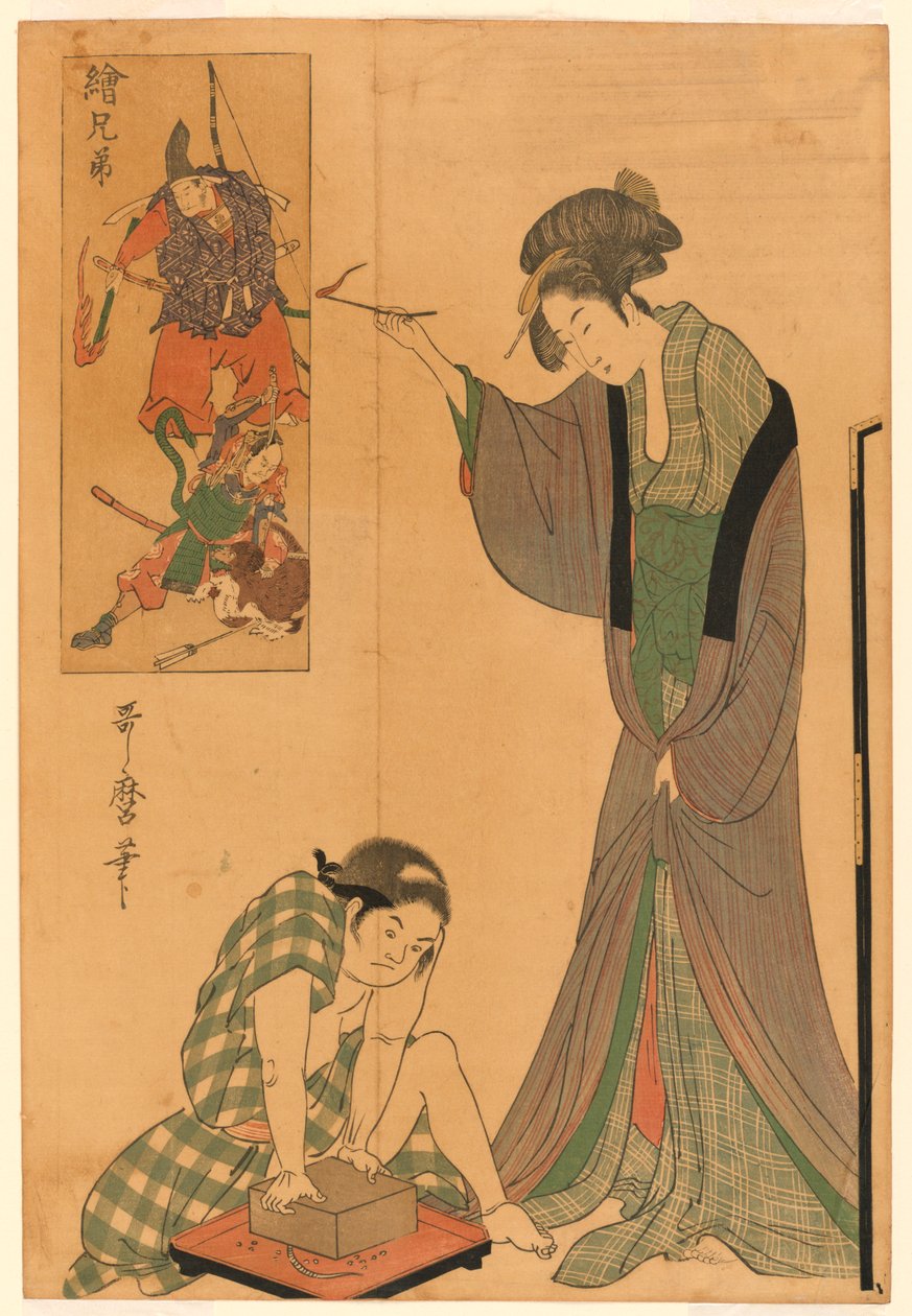 Pegando um rato de Kitagawa Utamaro