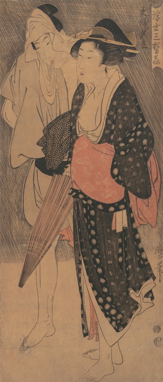 Casal em um banho de noite..., ca. 1800. de Kitagawa Utamaro