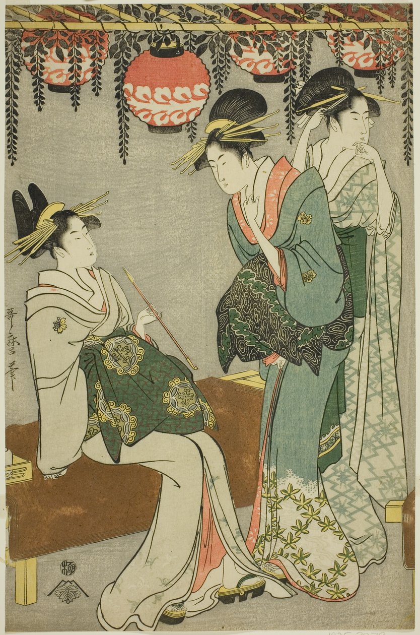Cortesãs sob Wisteria Arbor de Kitagawa Utamaro
