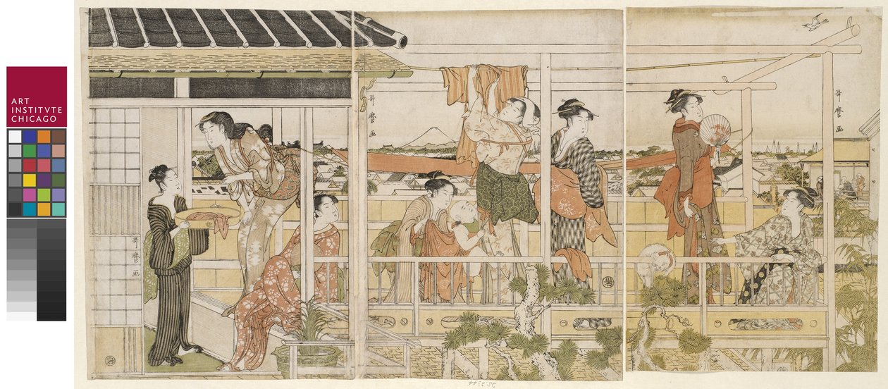 Roupa de secagem de Kitagawa Utamaro