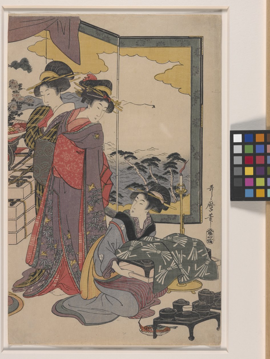 Festival Ebisu (impressão em bloco de madeira a cores) de Kitagawa Utamaro