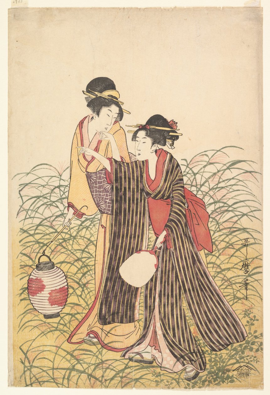 Amantes fugidos em Musashino de Kitagawa Utamaro