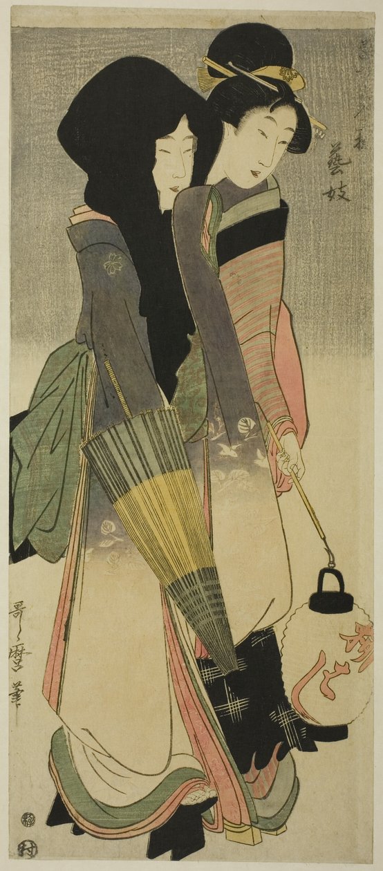 Gueixa (Geigi), da série “Três Diversão das Belezas Contemporâneas” (“Tosei bijin san’yu”) de Kitagawa Utamaro