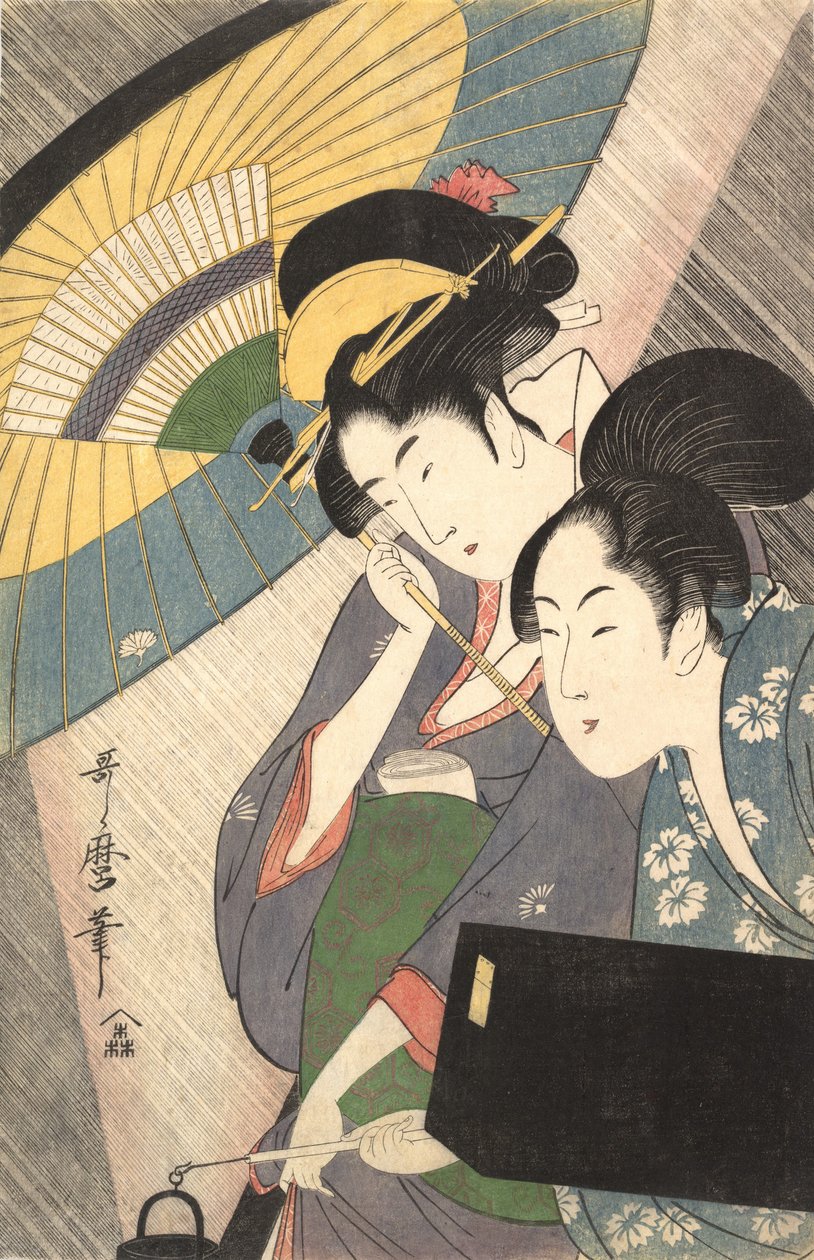 Geisha e Attendant on a Rainy Night, ca. 1797. de Kitagawa Utamaro