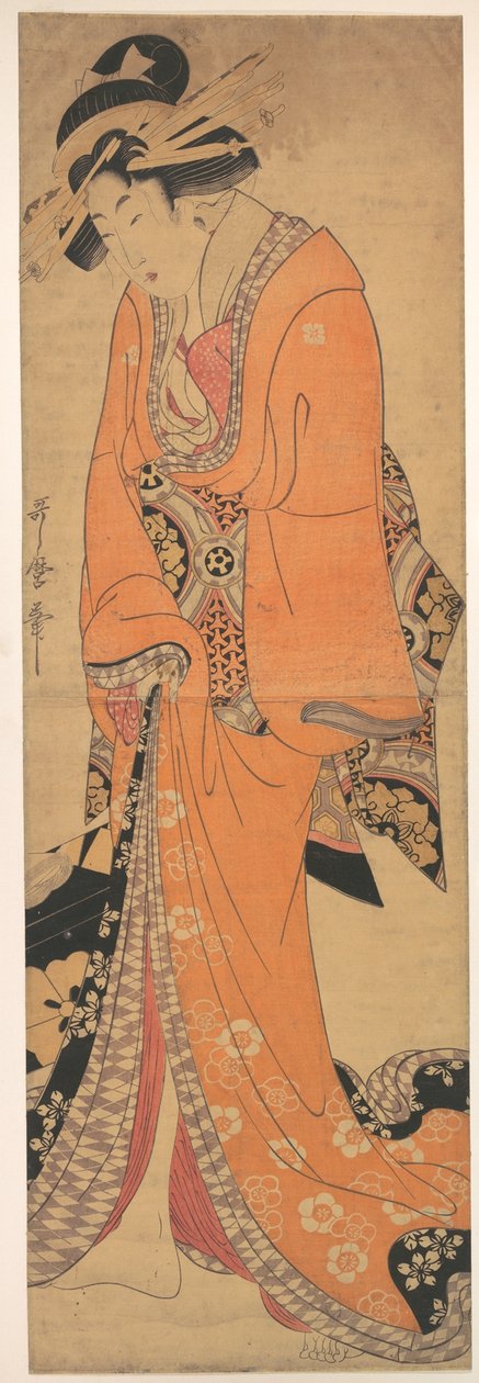 Geisha, provavelmente uma cantora de Kitagawa Utamaro