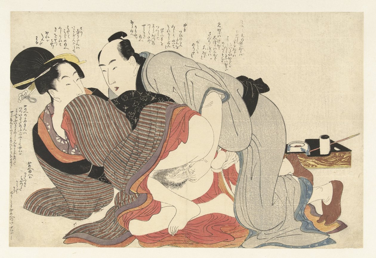 Homem casado e viúva Negai no itoguchi (título da série) de Kitagawa Utamaro