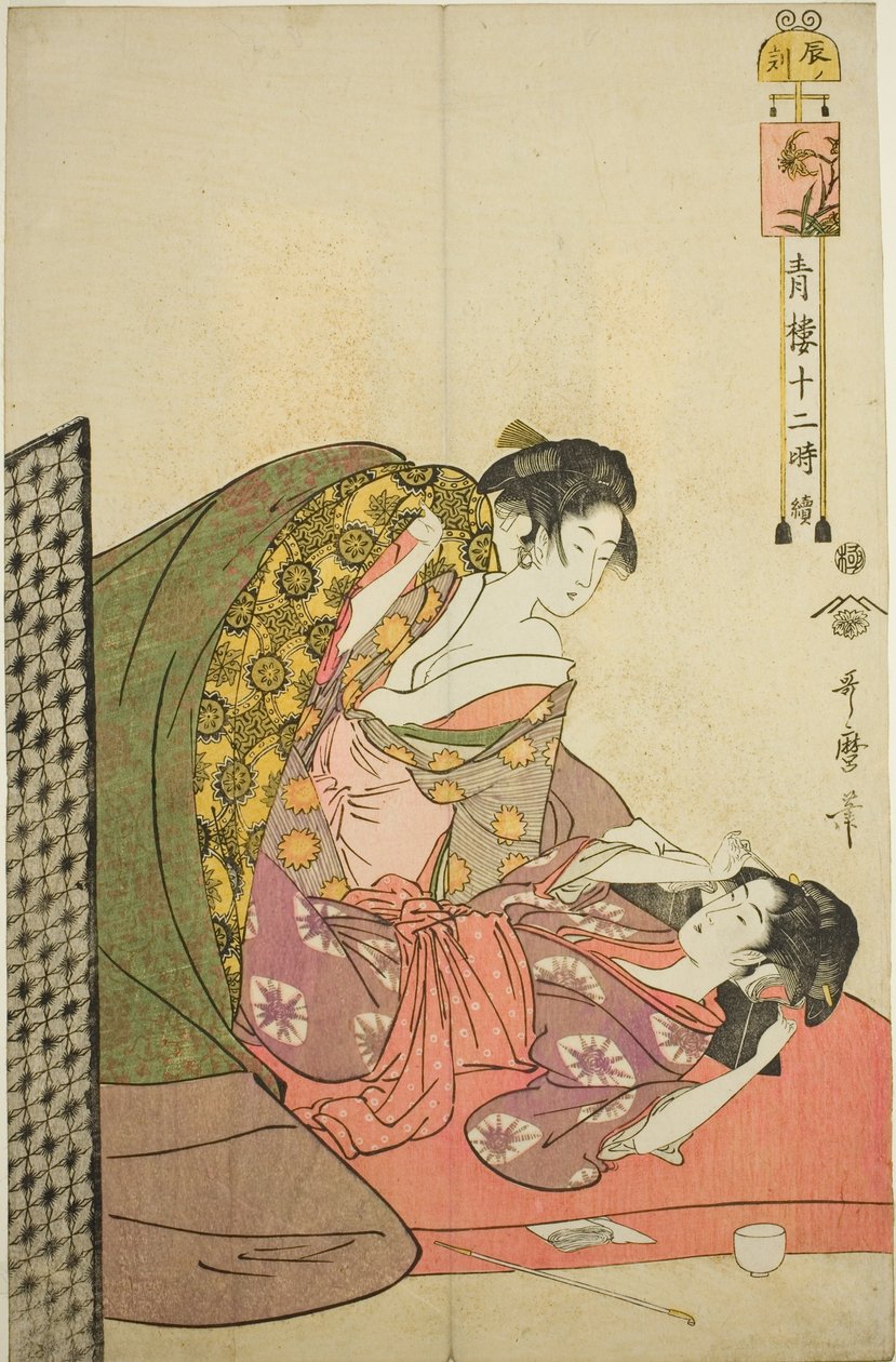 Direção de Dragon (Land of Dragons), de Te Serie "Telve Law Member Yoshiwara (Continuação com Seiro Tree)" de Kitagawa Utamaro
