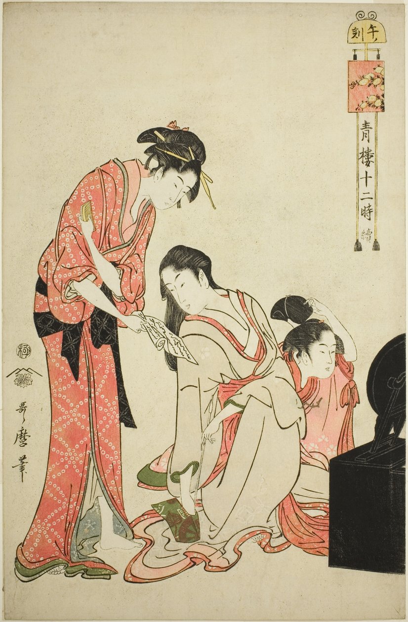 Como suplementar (país do cavalo), da série "Telve law member Yoshiwara (continuação na árvore do Seiro)" de Kitagawa Utamaro