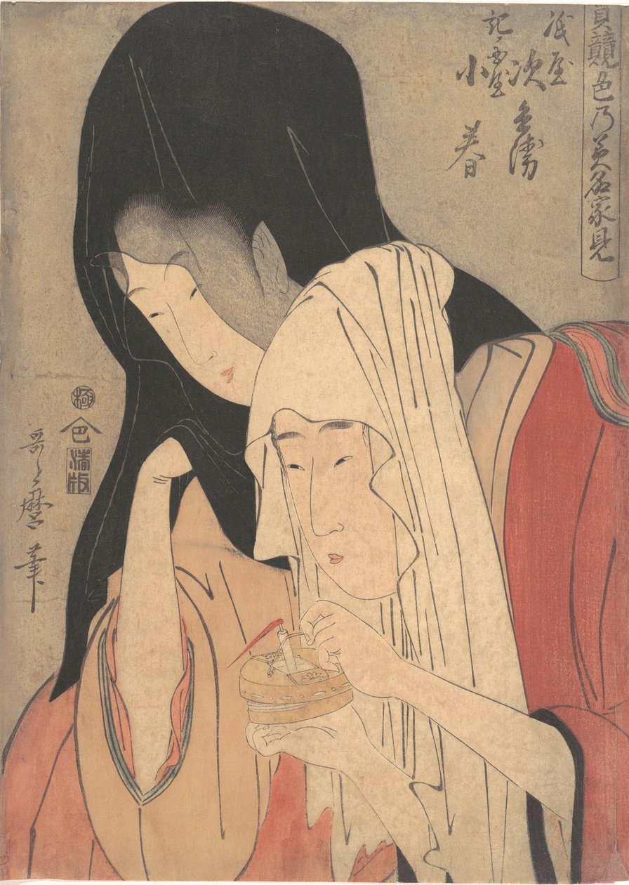 Jihei de Kamiya foge com Koharu de Kinokuniya de Kitagawa Utamaro