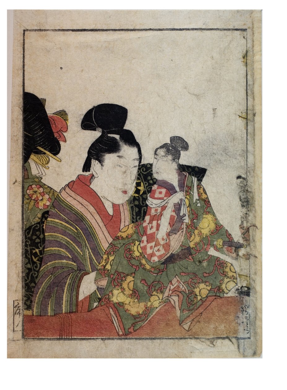 Cenas de marionetes com manipuladores masculinos e femininos, c. 1758-1806 (impressão em xilogravura sobre papel) de Kitagawa Utamaro