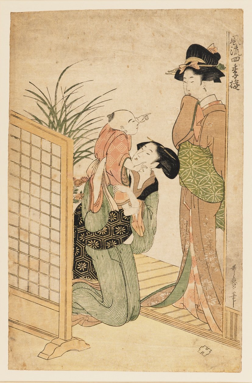 Mãe, filho, e enfermeira, c1800 de Kitagawa Utamaro