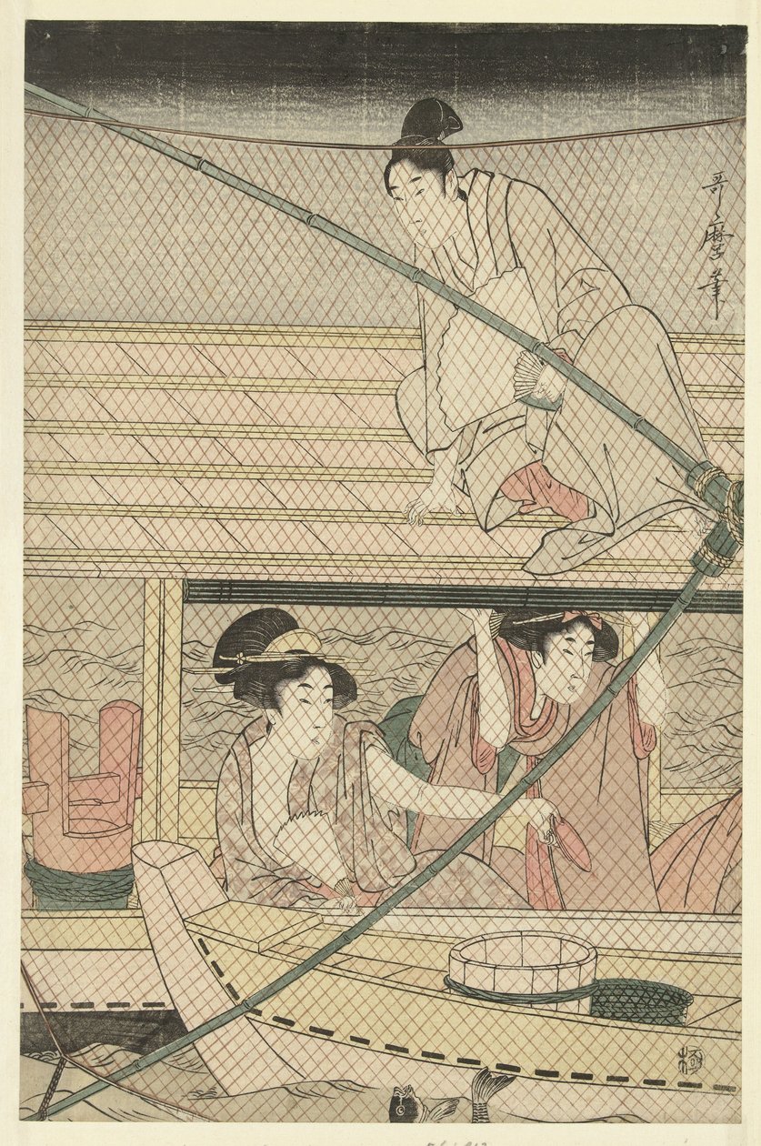 Pesca noturna de Kitagawa Utamaro