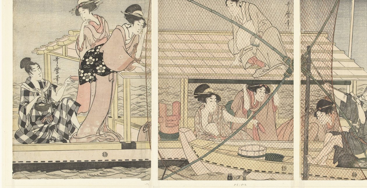 Pesca nocturna de Kitagawa Utamaro