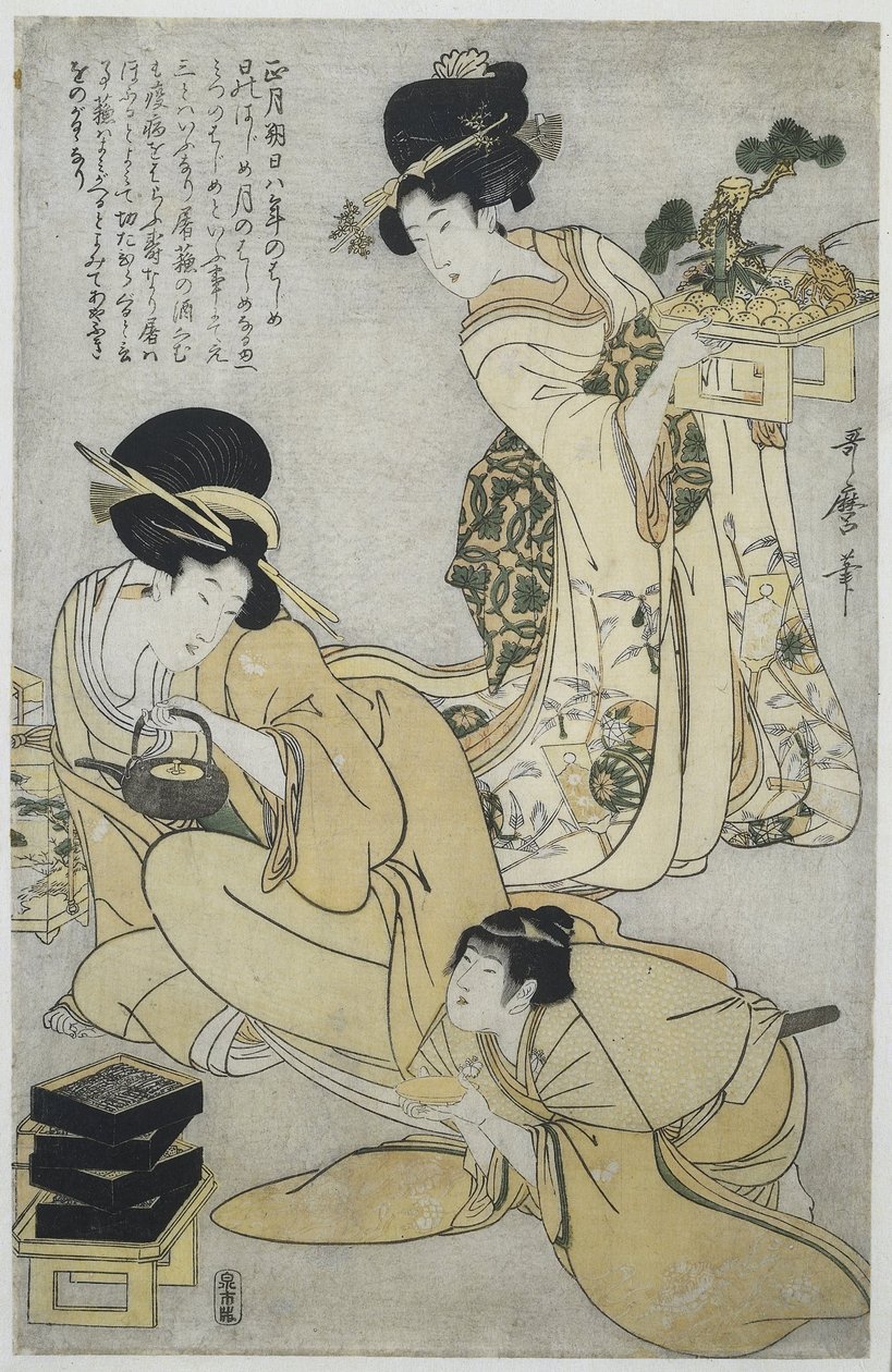 Ano Novo
Os Cinco Festivais do Ano (título da série) de Kitagawa Utamaro