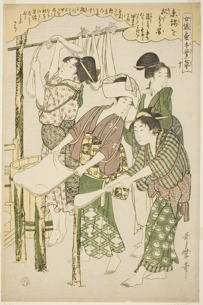 Nº 10 (ju), da série "Mulheres na Indústria da Sericultura (Joshoku kaiko tewaza-gusa)" de Kitagawa Utamaro