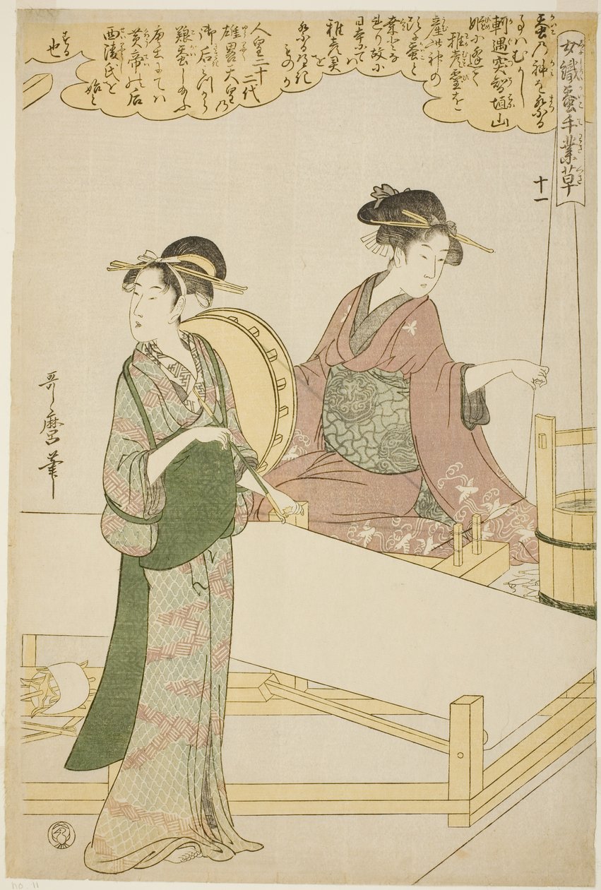 No. 11 (juichi), from the series "Women Engaged in the Sericulture Industry (Joshoku kaiko tewaza-gusa)" de Kitagawa Utamaro