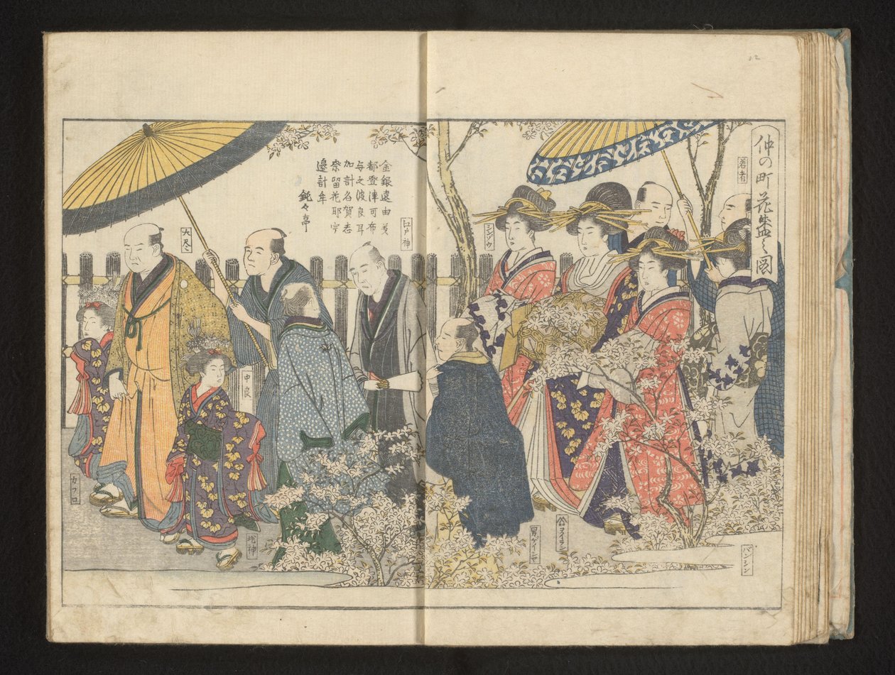 Desfile ao longo da flor de cerejeira de Kitagawa Utamaro