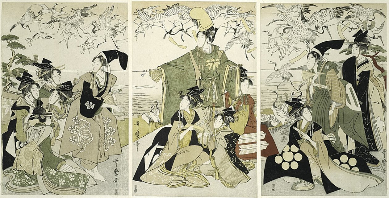 Palo dy da fonte Yoritomo Leah nova g c lane s em Yuigahama de Kitagawa Utamaro